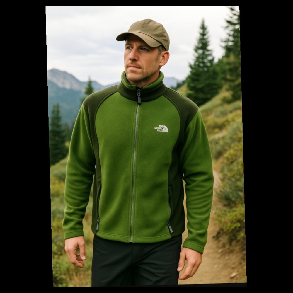 The North Face fleece Green Full Zipper Jacket Fleece Size XXL●
